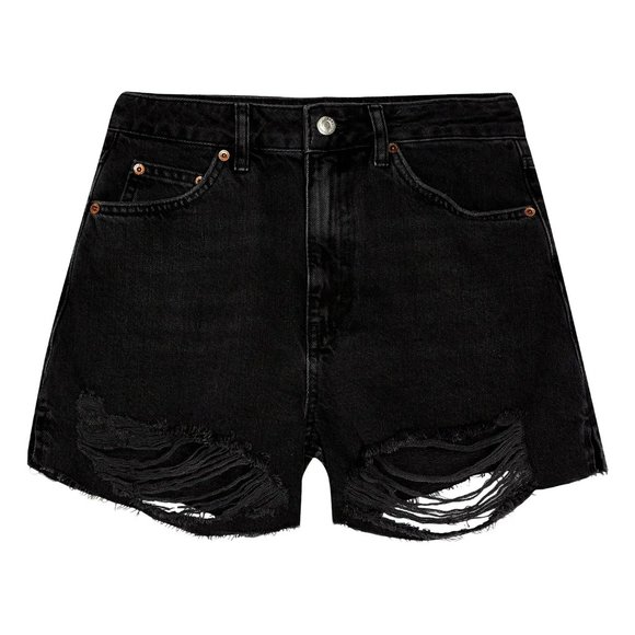 TopShop Split Super Rip Denim Shorts - Picture 2 of 11
